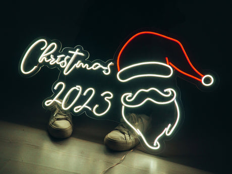 Chrtistmas 2023 New Year Neon Sign, Battery Operated Xmas Neon Light, Christmas Eve Decor, Santa Claus, Merry Christmas, Christmas Stocking - Arria Home