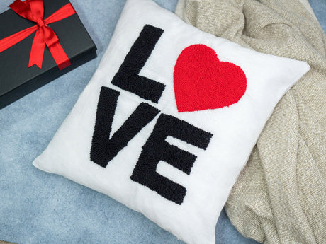 Mr Mrs Lastname Embroidered Pillow with Heart, Couple Bedding, Gift for Wife, Anniversary Gift, Valentines Day Gift Idea, Personalized Gift.