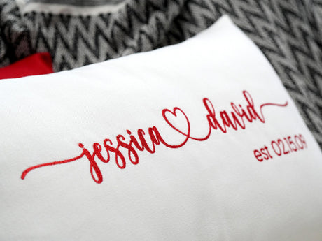 Personalized Dog Lover Embroidered Gift, Custom Wedding Gift Pillow for Couple, Pet Name, Couple Name Pillow, Pet Lover Gift, Housewarming - Arria Home