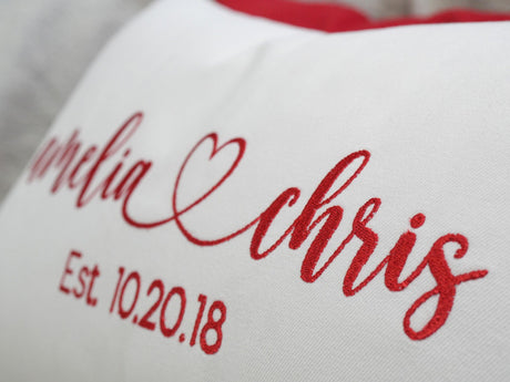 Custom Embroidered Wedding Gift, Personalized Couple Name Pillow, Mother of Bride Gift From Daughter Engagement Gifts for Couple Name Pillow - Arria Home