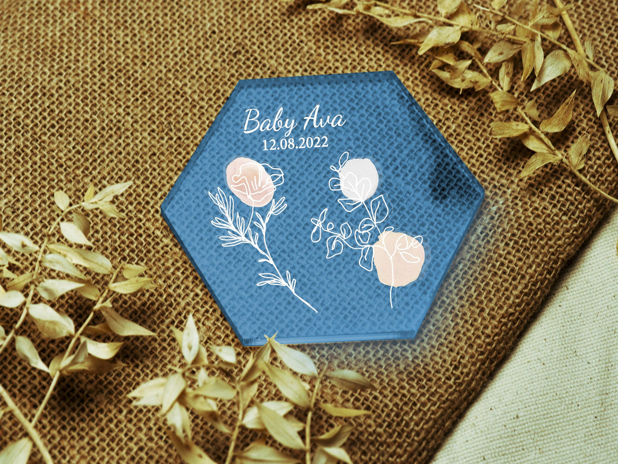 Custom Baby Shower Favors for Guests, Personalized Acrylic Coaster, Baby Shower Gifts in Bulk, Baptism Favors Ideas, Baby Shower Gift Ideas - Arria Home