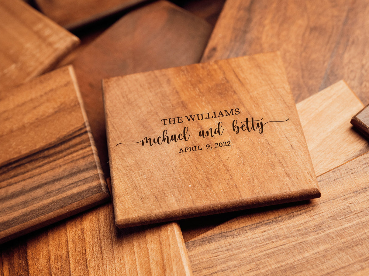 Wedding Favor, Personalized Wood Coasters, Wedding Favor Coasters, Custom Wedding Favor, Customized Favor, Engraved Wood Coasters, Coasters - Arria Home