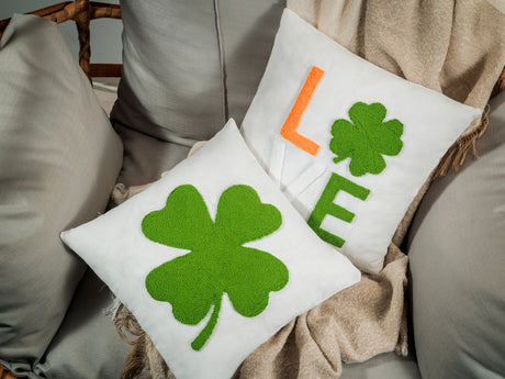 Green St Patricks Day Gnome Embroidered Pillow, Lucky Shamrock Gnome Pillow, Spring Decorations, Punch Needle Embroidery, Irish Decor, Gift.