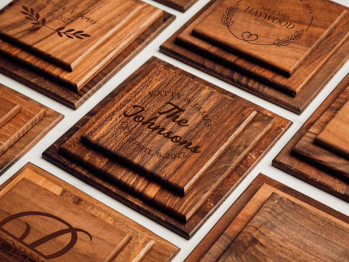 Wedding Favor, Personalized Wood Coasters, Wedding Favor Coasters, Custom Wedding Favor, Customized Favor, Engraved Wood Coasters, Coasters - Arria Home