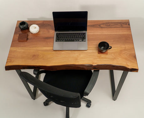 Live Edge Walnut Solid Wood Desk, Natural Computer Desk, Standing Wooden Desk, Office Furniture, Living Room Furniture, Rustic Dining Table - Arria Home