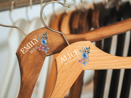 Custom Bridal Party Hangers, Bridesmaid Hangers, Personalized Bridal Party Robe Hanger, Bridal Party Gifts, Bridal Shower Dress Hangers - Arria Home