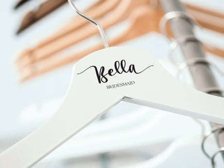 Personalized Wedding Dress Hanger, Custom Bridal Hanger, Groom and Bride Hanger, Personalized Bride Hanger for Wedding Dress, Wooden Hanger - Arria Home