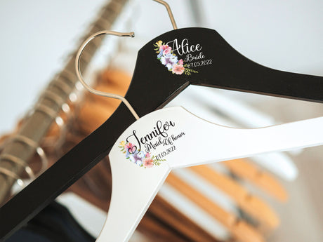 Personalized Wedding Dress Hanger, Custom Bridal Hanger, Groom and Bride Hanger, Personalized Bride Hanger for Wedding Dress, Wooden Hanger - Arria Home