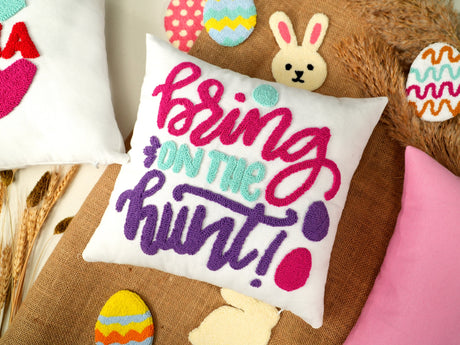 Custom Easter Scavenger Hunt Punch Needle Pillow, Personalized Easter Peep Decor, Happy Easter, Bunny Pillow, Easter Gift, Housewarming Gift - Arria Home