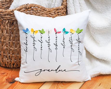 Custom Grandma Pillow, Personalized Grandkids Name Pillow, Grandma Gift, Gift for Grandparents, Create Your Grandma Pillow, Grandma Birthday - Arria Home