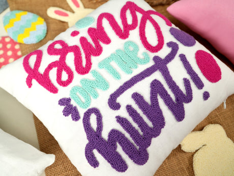 Custom Easter Scavenger Hunt Punch Needle Pillow, Personalized Easter Peep Decor, Happy Easter, Bunny Pillow, Easter Gift, Housewarming Gift - Arria Home