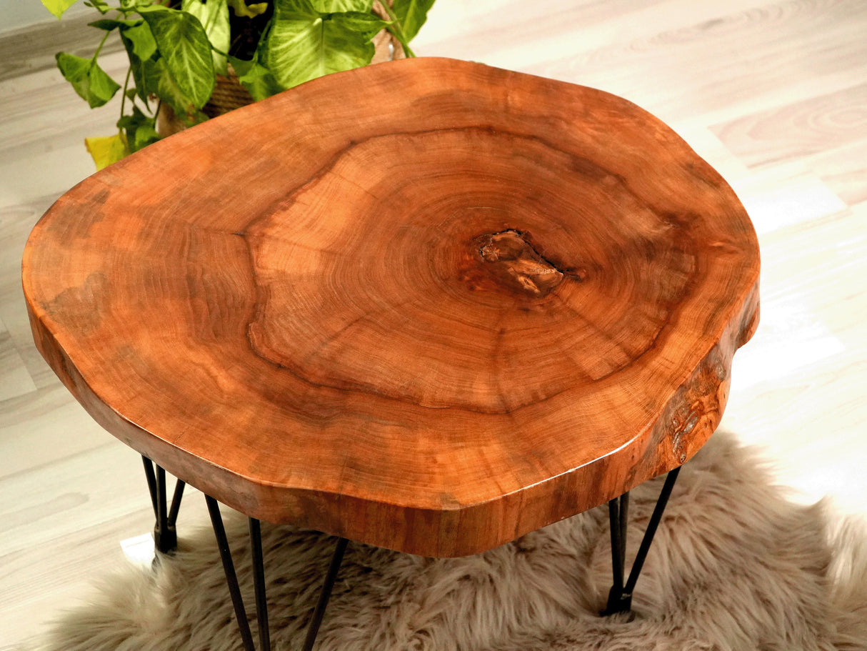 Custom Walnut Live Edge Coffee Table, Solid Wood Table, Round Coffee Table, Wooden Side Table, Rustic Furniture, Unique Mid Century Modern - Arria Home