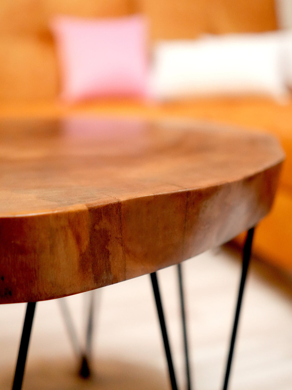 Custom Walnut Live Edge Coffee Table, Solid Wood Table, Round Coffee Table, Wooden Side Table, Rustic Furniture, Unique Mid Century Modern - Arria Home