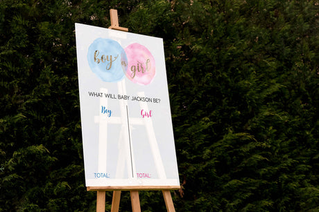 Custom Gender Reveal Party Welcome Sign, Boho Watercolor Welcome Sign, Large Gender Reveal Party Sign, Boy or Girl, Pampas Grass - Arria Home