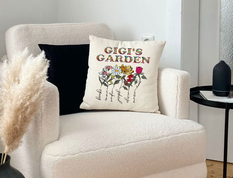 Personalized Grandmas Garden Pillow, Custom Birth Flower Pillow, Mothers Day Gift, Grandkids Name Pillow, Grandma Birthday Gift, Christmas - Arria Home