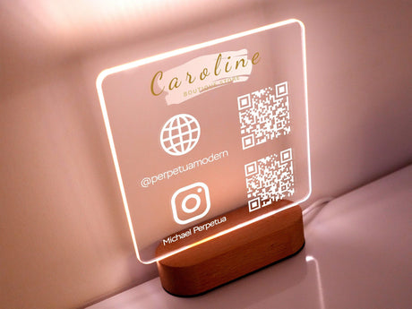 Instagram Facebook Zelle Venmo Cashapp QR Code Sign, Custom Business Payment Sign, Personalized Display Plaque for Small Business - Arria Home