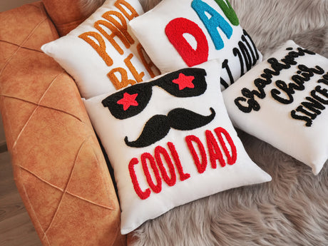 Personalized Dad Fathers Day Gift Pillows, Custom gift for Dad, Embroidery Dad Pillow, Dad Birthday Gift, Gift for Him, Personalized Gift - Arria Home