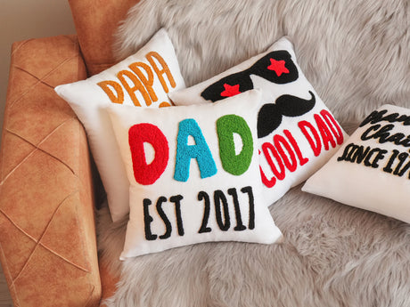 Personalized Dad Fathers Day Gift Pillows, Custom gift for Dad, Embroidery Dad Pillow, Dad Birthday Gift, Gift for Him, Personalized Gift - Arria Home