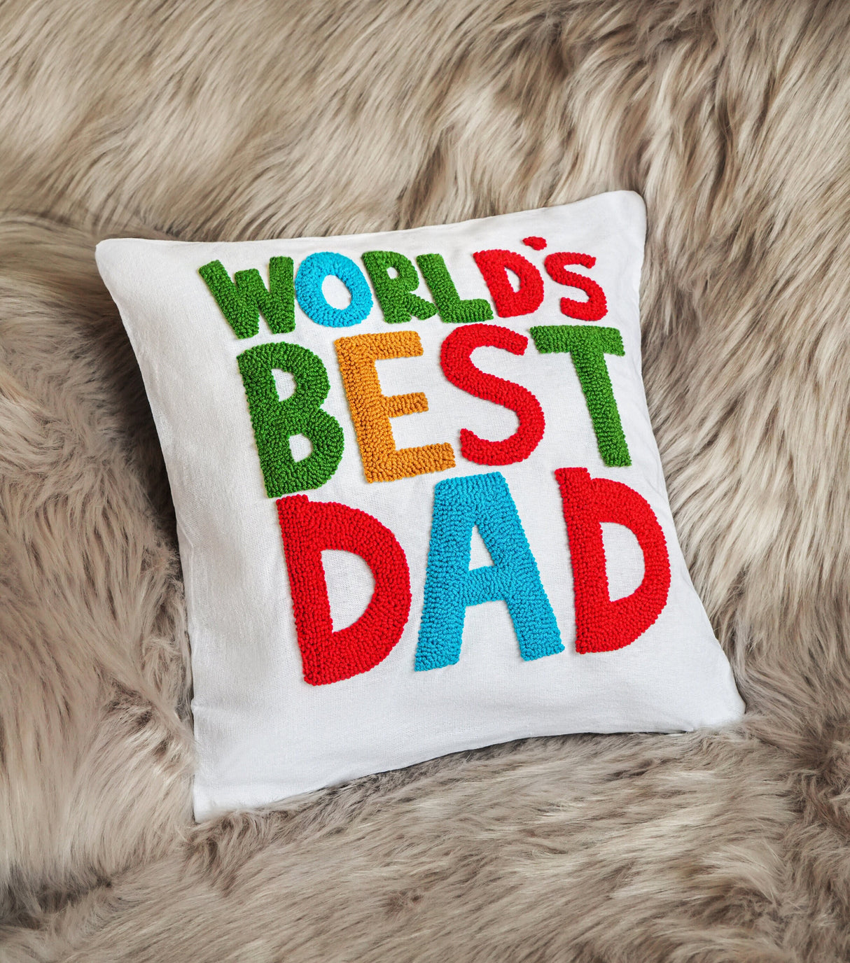 Worlds Best Dad Embroidery Fathers Day Throw Pillow, Gift from Kids, Gift from Wife, Fathers Day Gift Idea, Personalized Dad Funny Gift, Dad - Arria Home