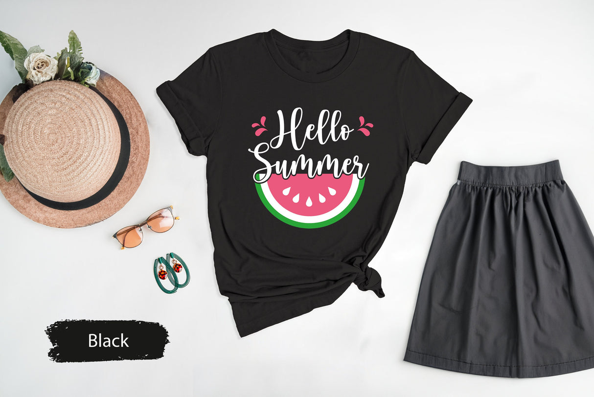 Hello Summer Watermelon Shirt, Hello Summer Shirt, Summer Shirt, Summer Vibes Shirt, Summer Vacation Shirt, Watermelon Shirt, Summer Vibes