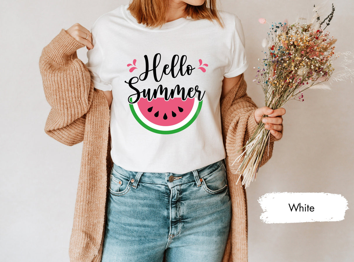 Hello Summer Watermelon Shirt, Hello Summer Shirt, Summer Shirt, Summer Vibes Shirt, Summer Vacation Shirt, Watermelon Shirt, Summer Vibes