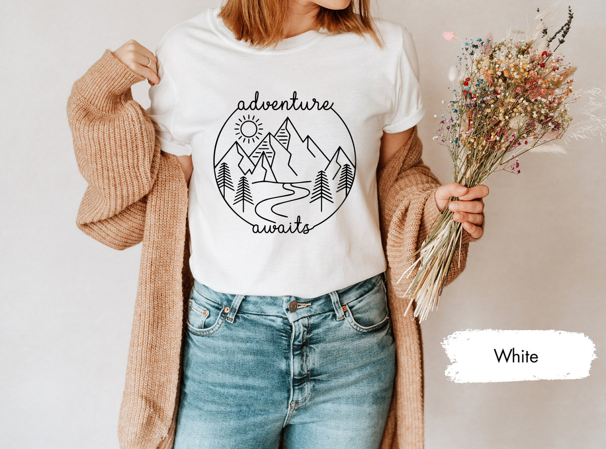 Adventure Awaits Shirt, Adventure T Shirt, Camping Shirt, Family Vacation Shirt, Nature Lover Shirt, Mountains Shirt, Wanderlust Shirt