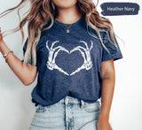 Skeleton Hand Heart Shirt, Heart Shirt, Skeleton Shirt, Funny Halloween Shirt, Skeleton Heart Shirt, Skeleton Finger Shirt, Funny Skeleton