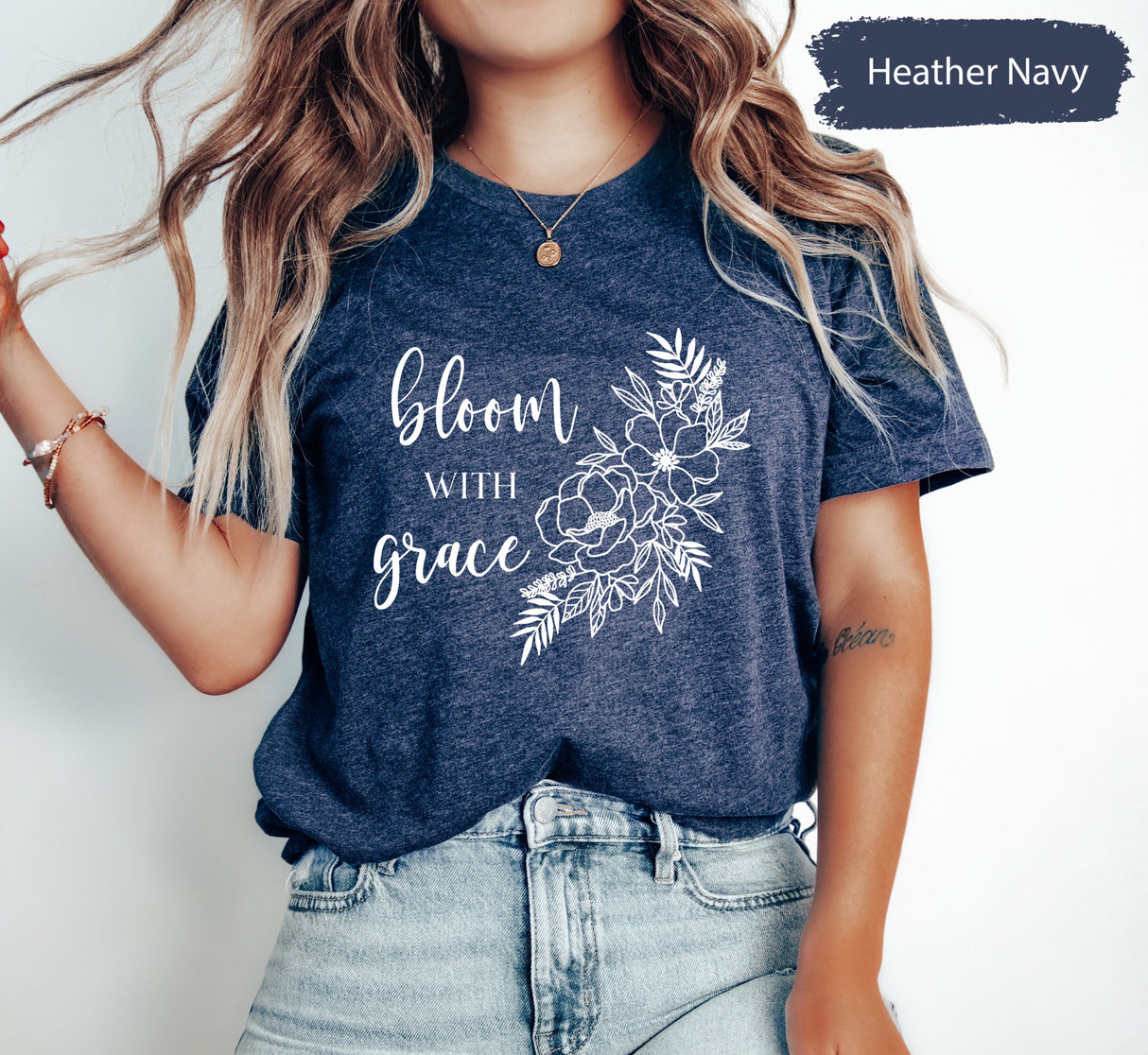 Christian Shirt, Religious Shirt, Bible Verse Shirt, Bloom With Grace Shirt, Floral Grace Shirt, Grace Shirt, Faith Shirt, Jesus Shirt