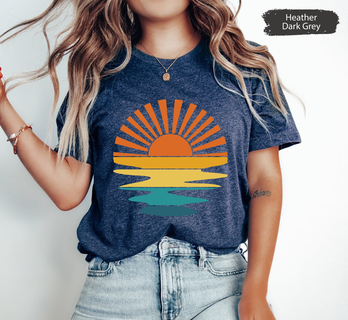 Sunset Rays Wavy Shirt, Retro Sunset Shirt, Summer Shirt, Beach Shirt, Retro Sunshine Shirt, Sun Rays Shirt, Beachy Vibes Shirt, Summer Tee