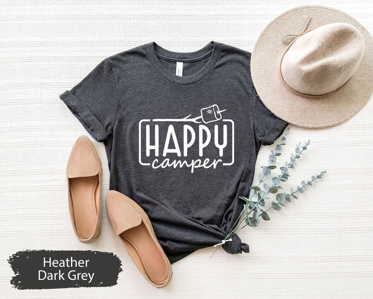 Happy Camper Shirt, Camping Shirt, Travel Trailer Shirt, Happy Camper Shirt for Women, Adventure Shirt for Her, Travel Gift Camping Shirt