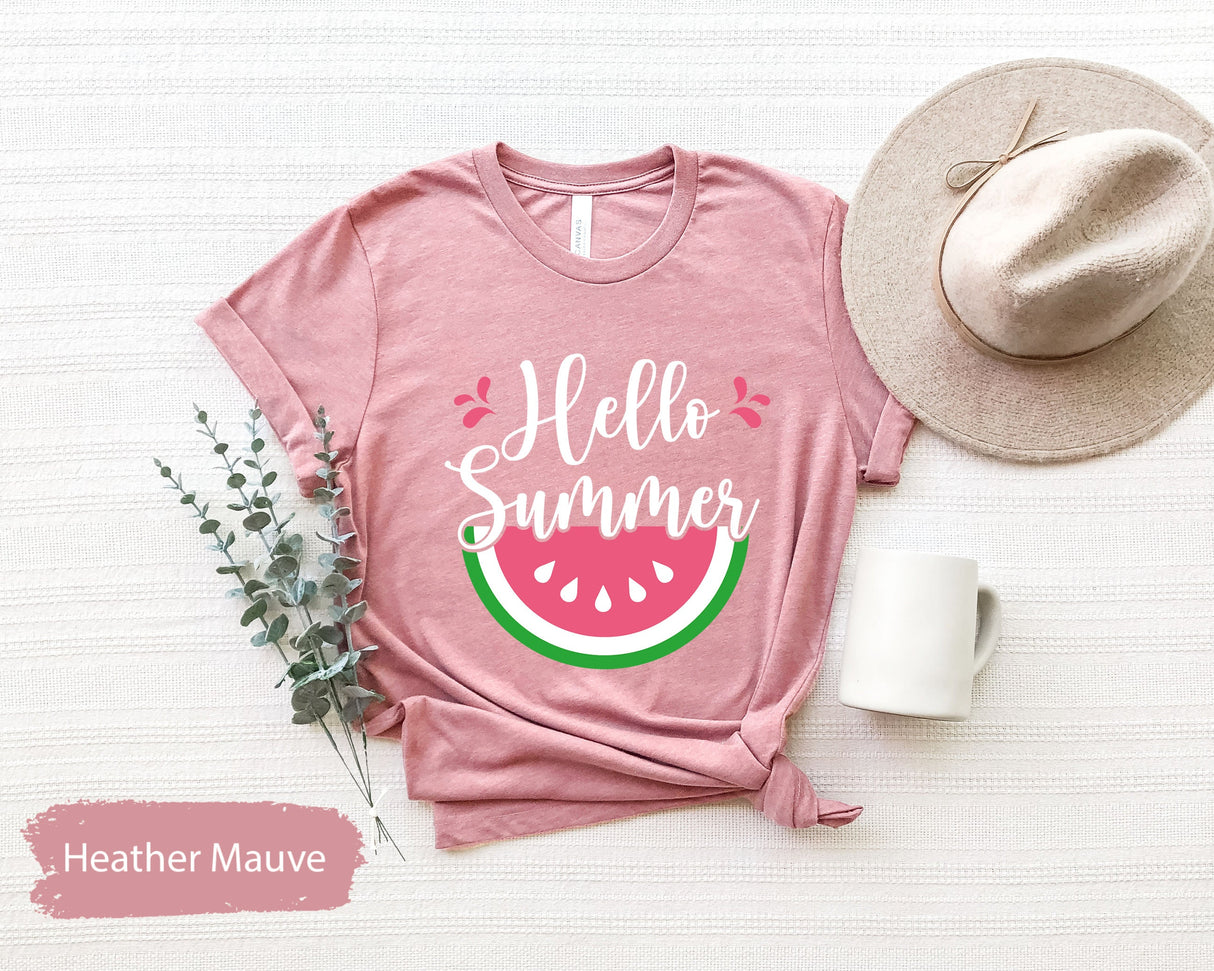 Hello Summer Watermelon Shirt, Hello Summer Shirt, Summer Shirt, Summer Vibes Shirt, Summer Vacation Shirt, Watermelon Shirt, Summer Vibes