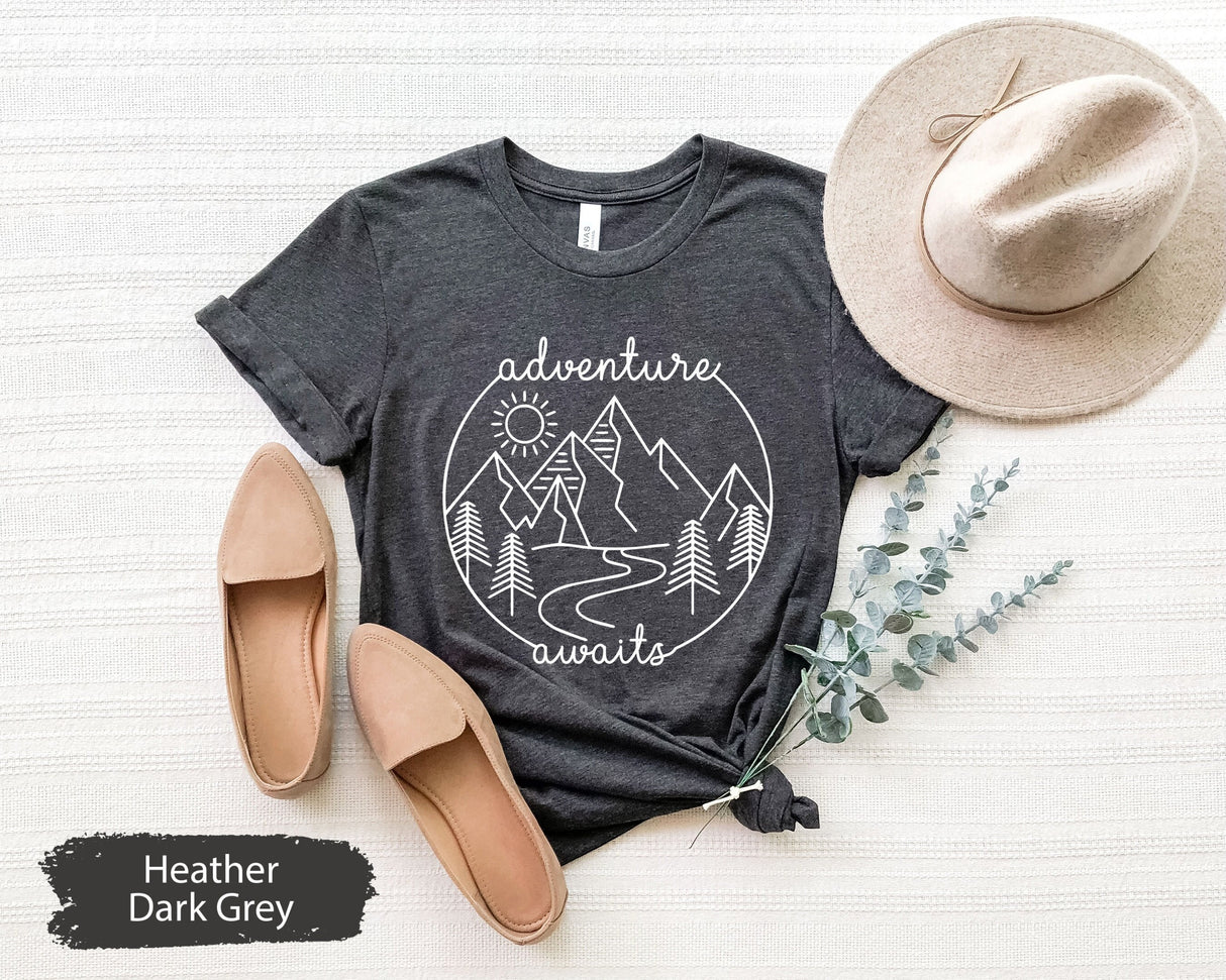 Adventure Awaits Shirt, Adventure T Shirt, Camping Shirt, Family Vacation Shirt, Nature Lover Shirt, Mountains Shirt, Wanderlust Shirt