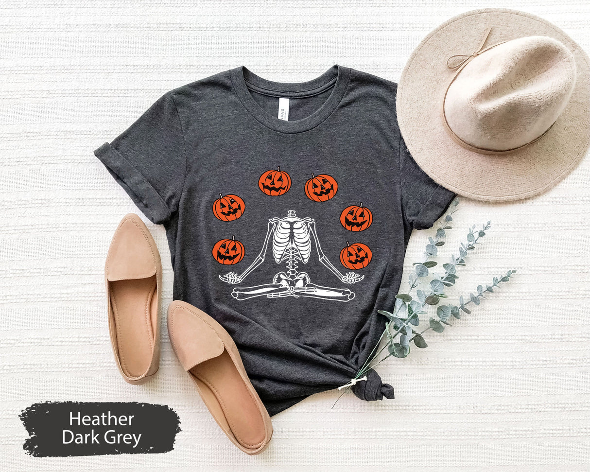 Pumpkin Halloween Shirt, Skeleton Halloween Shirt, Pumpkin Shirt, Fall Shirt for Women, Thanksgiving Shirt, Spooky Ghost Shirt, Spooky Shirt