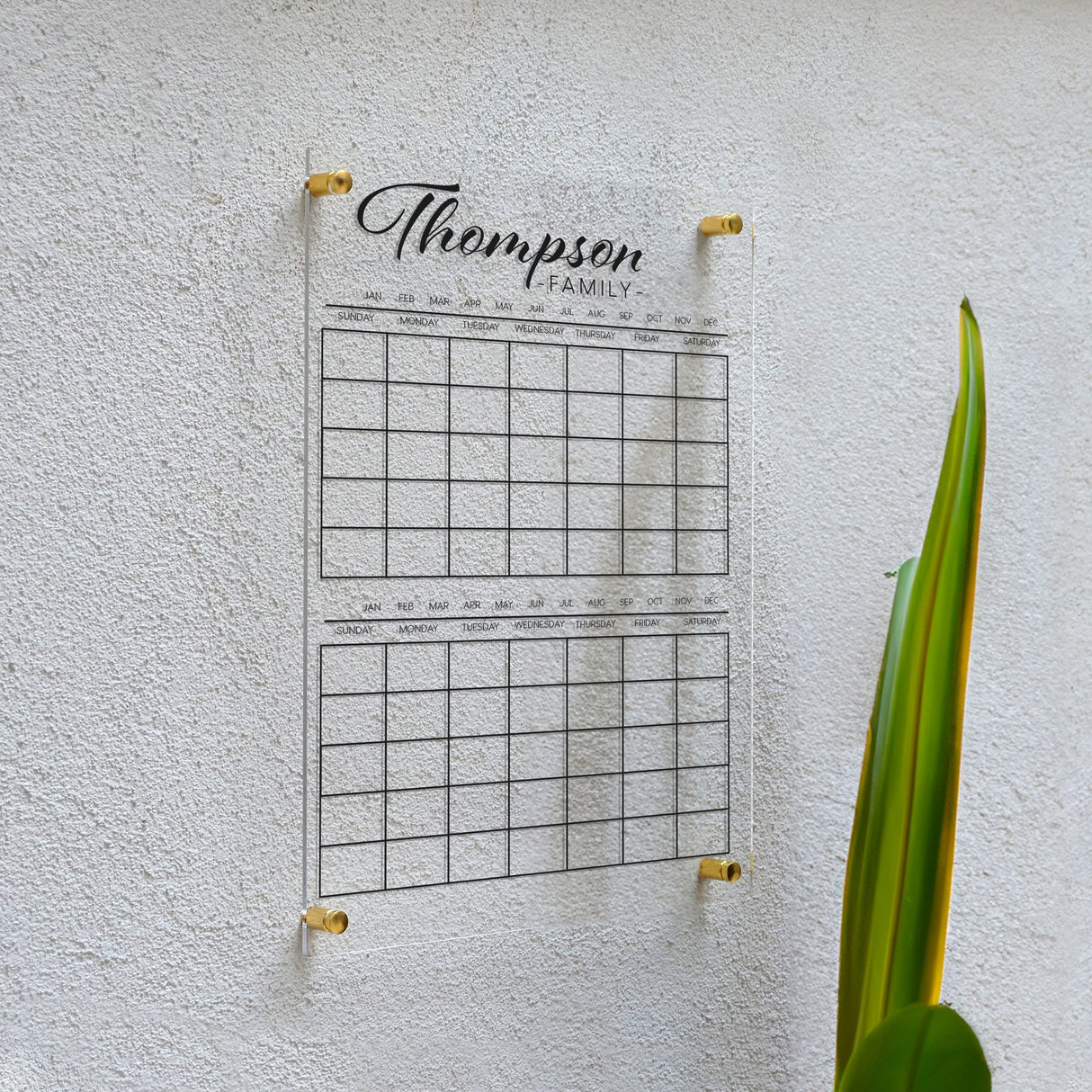 Personalized Acrylic Calendar Housewarming Gift, Family Dry Erase Board, Office Decor, Family Planner, Wall Calendar 2023, Monthly, Weekly - Arria Home