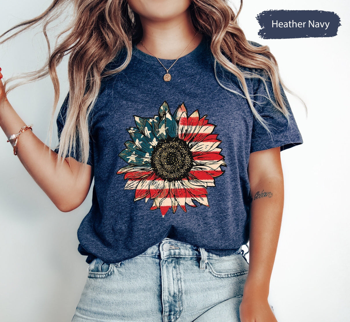 Sunflower Shirt, USA Flag Shirt, American Flag Shirt, Patriotic TShirt, USA T-Shirt, America Sunflower Shirt, USA Flag Flower Shirt