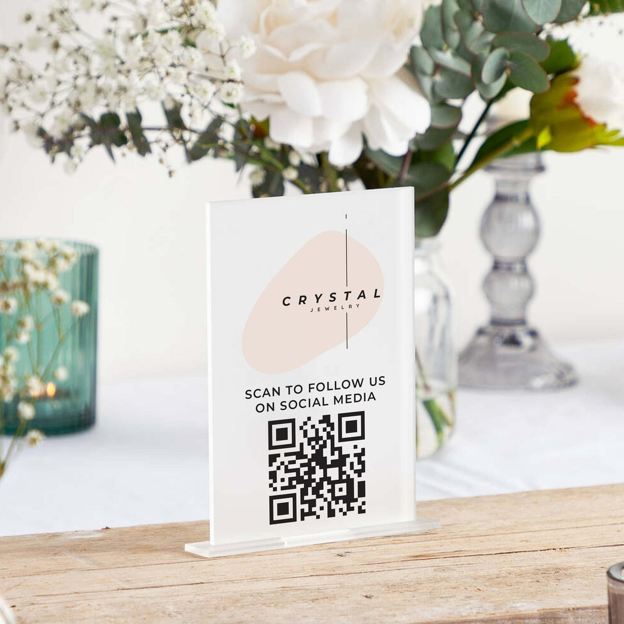 Multi QR Code Social Media Sign, Instagram Facebook Tiktok Venmo Cashapp Zelle QR Code Sign, Scan to Pay, Personalized Reception Sign - Arria Home