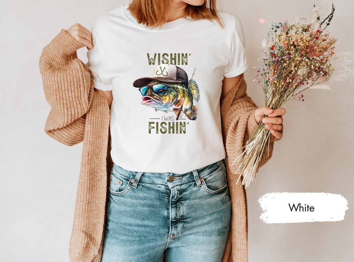 Wishin I Was Fishing Shirt, Fishing Shirt, Funny Fishing Shirt, Fisherman TShirt, Fishing Dad Shirt, Fishing Grandpa Shirt, Bass Fishing Tee