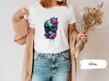 Floral Skull Shirt, Flower Skull Shirt, Skull TShirt, Bloom Skull Shirt, Halloween Shirt, Hallowen Gift, Halloween Skull Shirt