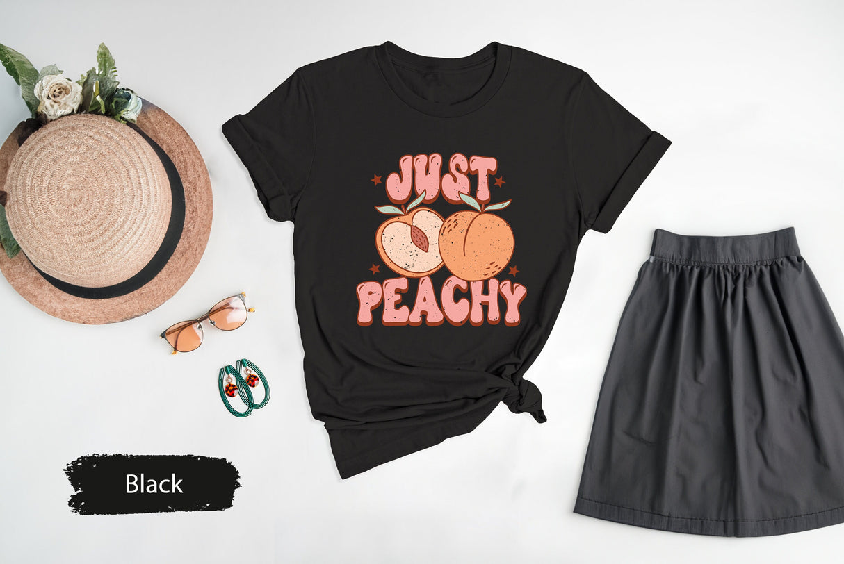 Just Peachy Shirt, Peachy TShirt, Summer Shirt, Summer Vibes Shirt, Shirts For Women, Women T Shirt, Retro Summer Shirt, Cute Women Shirt