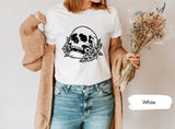 Boho Floral Skull TShirt, Boho Shirt, FLower Skull Shirt, Gobblincore Boho Shirt, Botanical Skeleton Shirt, Bloom Skull Shirt, Skull T-Shirt