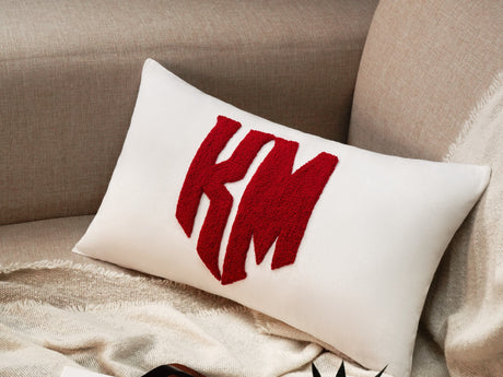 Monogrammed Pillow, Custom Wedding Gift Punch Needle Embroidered Pillow, Personalized Monogram Gift for Couple, Letter Pillow, Housewarming - Arria Home