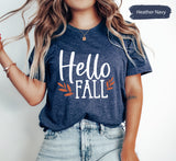 Hello Fall Shirt, Fall TShirt, Fall Season Shirt, Fall Outfit, Spooky Season Shirt, Womens Fall Shirt, Trendy Fall Shirt, Fall T Shirt