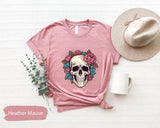 Skull Shirt, Floral Skull TShirt, Flower Skull Shirt, Women Skull Shirts, Boho Skeleton Shirt, Boho Skull Shirt, Wildflower Skull Tee