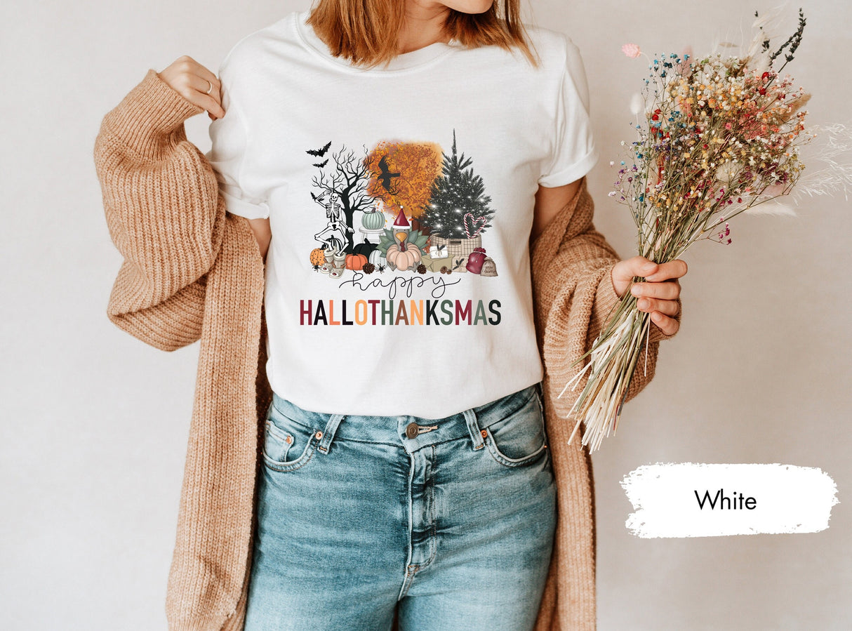 Happy Hallothanksmas Shirt, Fall Season Shirt, Hallothanksmas Shirt, Halloween Shirt, Thanksgivin Shirt, Christmas Shirt, Fall TShirt