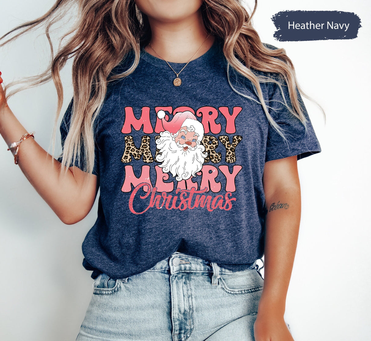 Merry Christmas Shirt, Christmas Shirts, Santa Claus Shirt, Christmas Gifts, Leopard Christmas Shirt, Retro Christmas Shirt