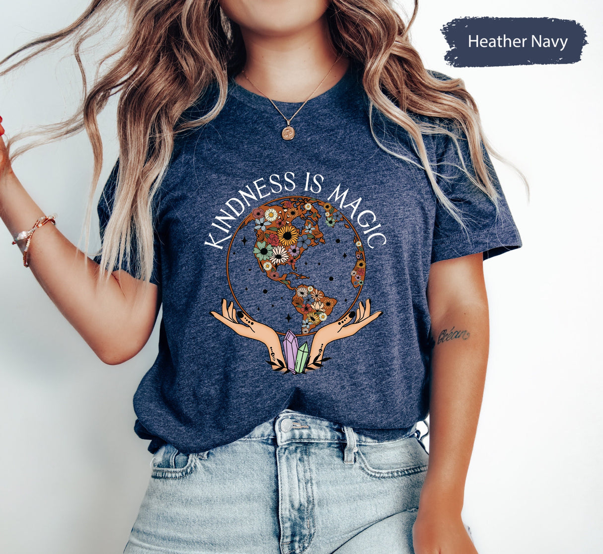 Kindness Is Magic Shirt,  Floral Crystal Balls Shirt, Kindness Gift, Kindness Shirt, Inspirational Shirt, Motivational Shirt, Counselor Tee