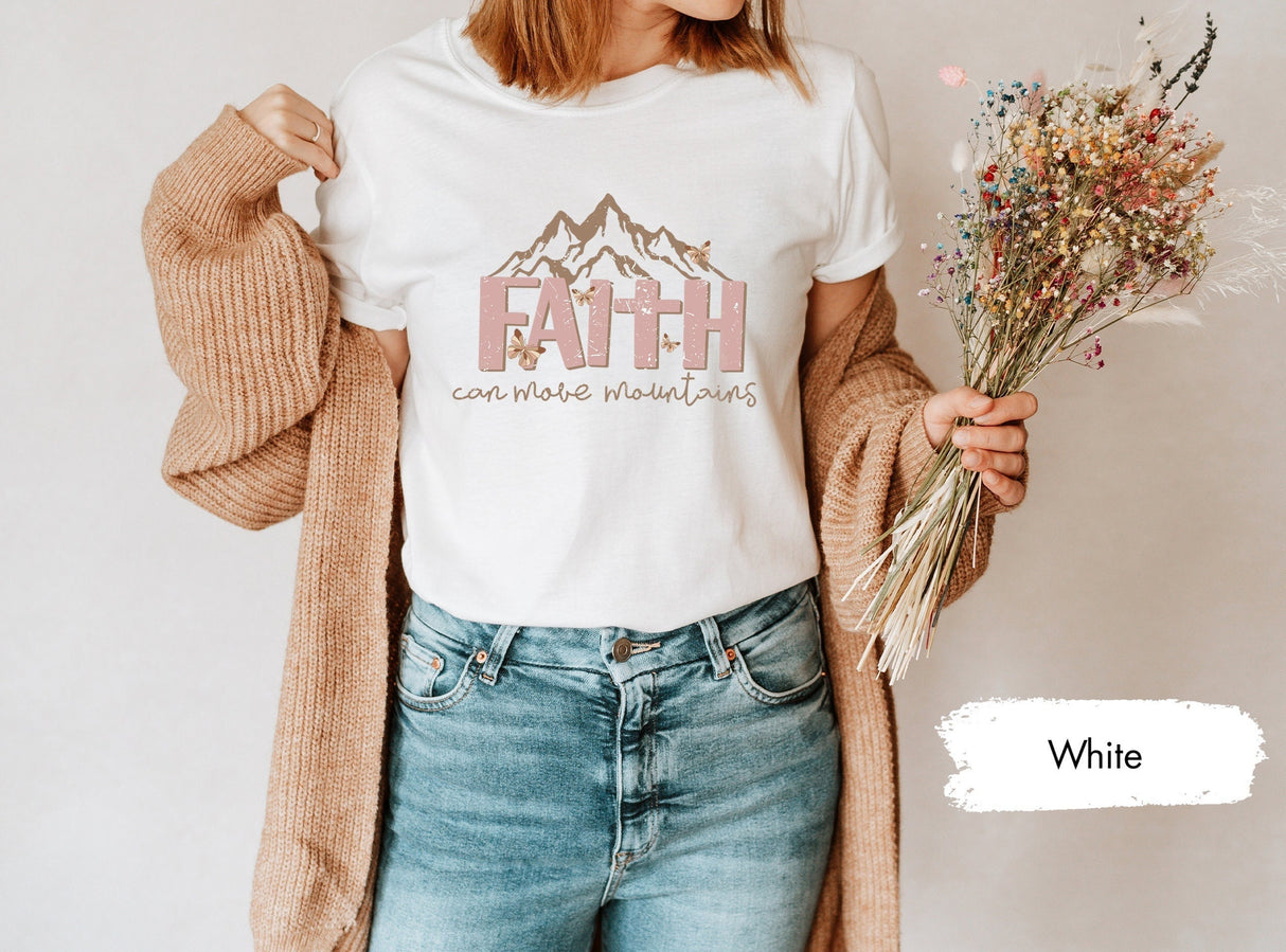 Bible Verse Shirt, Faith Shirt, Christian Shirts, Religious TShirt, Bible T-Shirt, Jesus Shirt, Women Church Tee, Faith Can Move Mountains