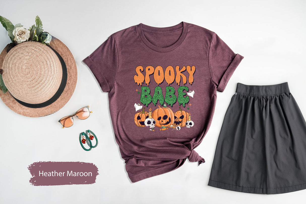 Spooky Babe Shirt, Spooky TShirt, Spooky Vibes T-Shirt, Halloween Pumpkin Tee, Pumpkin Shirt, Halloween Gifts, Gift For Halloween