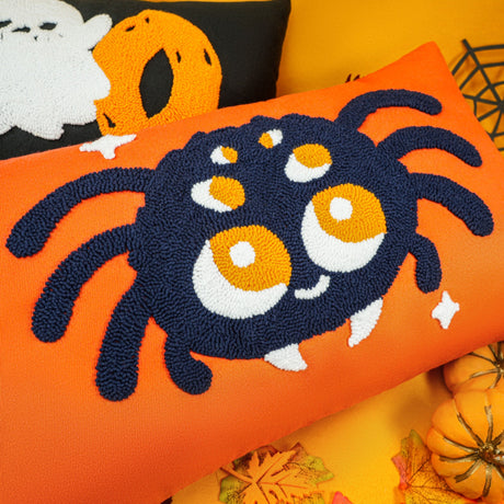 Spooky Halloween Decor Pillows, Custom Handmade Embroidered Pillow, Cute Halloween Decorations, Ghost Trick or Treat Bat Spider Fall Decor - Arria Home