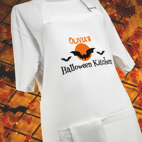 Personalized Halloween Embroidered Apron, Custom Apron, Kitchen Witch, Spooky Season Cooking Apron, Fall Chef Apron, Kitchen Costume - Arria Home